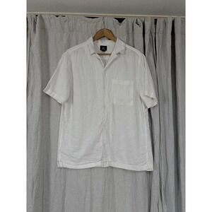HM Linen Blend Short Sleeve Shirt and Old Navy Linen Blend Drawstring Pants Set